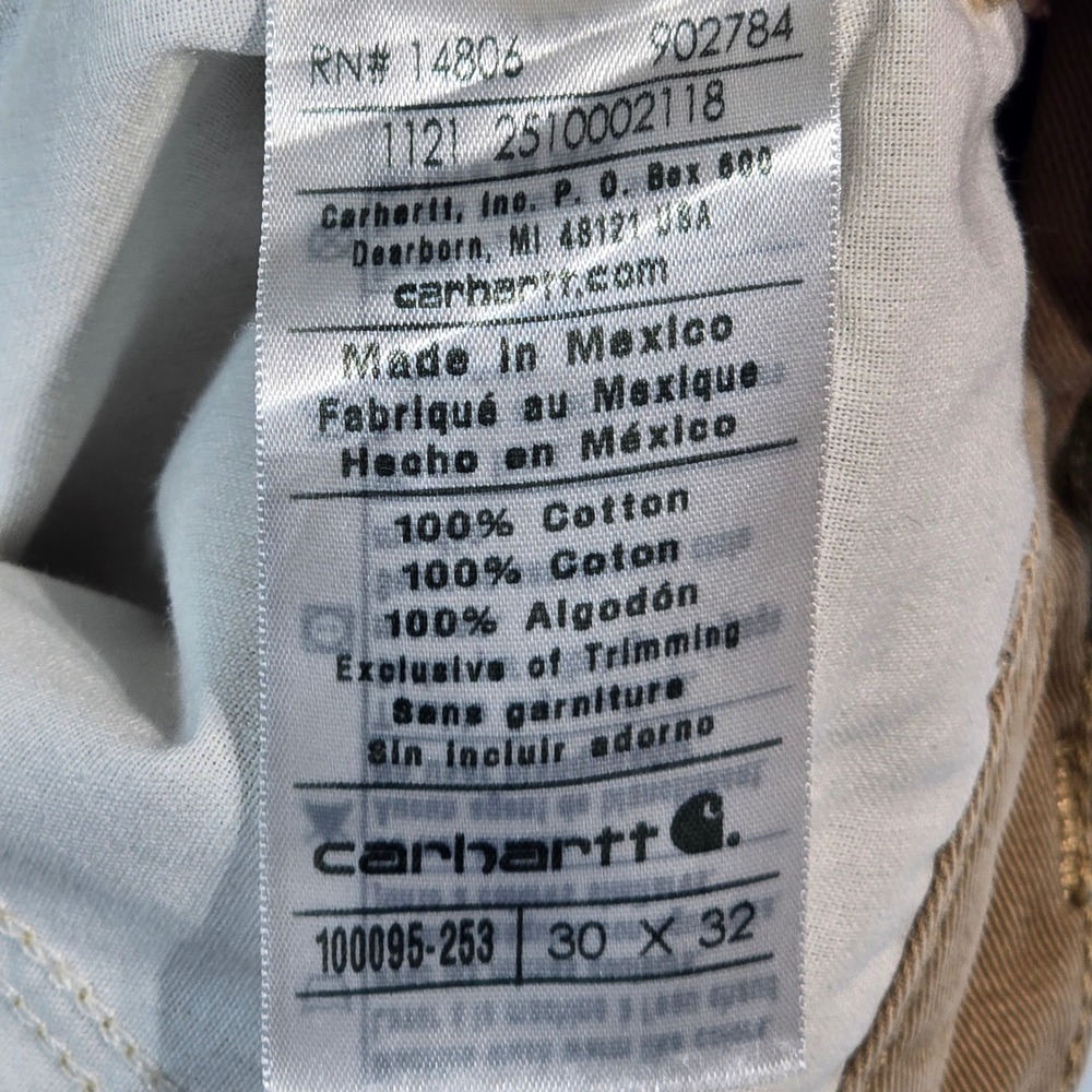 Carhartt Mens 30x32 Tan Canvas Work Pants Straight Leg Khaki 100095-253‎ B01 - Picture 5 of 16